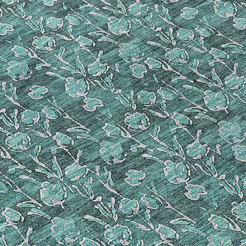 Machine Washable Indoor/ Outdoor Chantille Modern Floral Impressions Rug