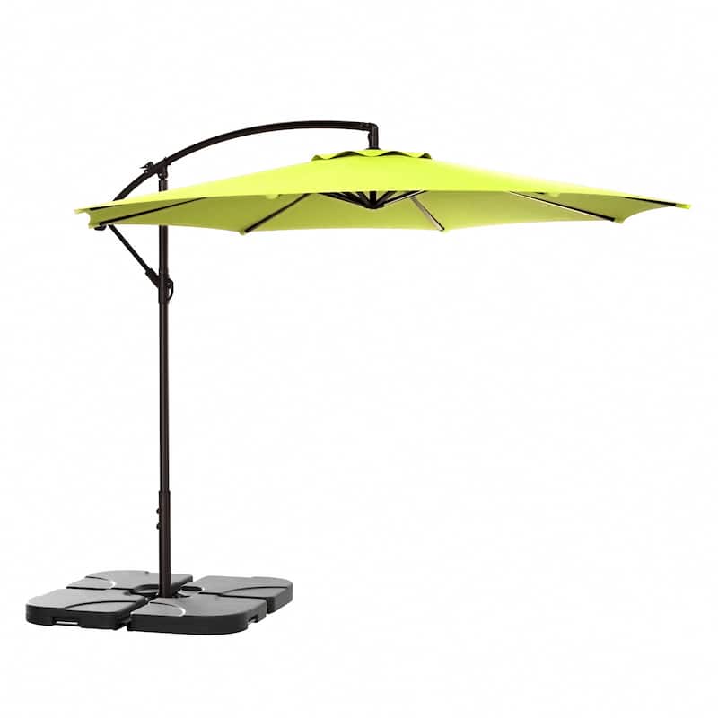 Steele 10-ft. Offset Patio Umbrella with Weight Base Stand - Lime