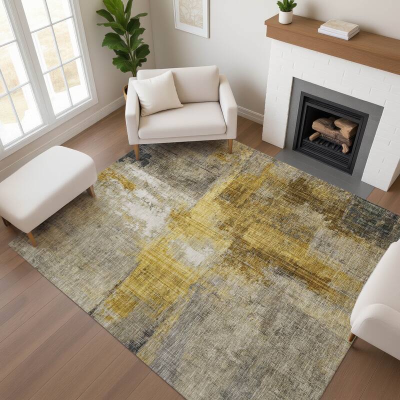 Premium Washable Super Soft Abstract Glam Mayfield Rug - Granite - 8' x 10'