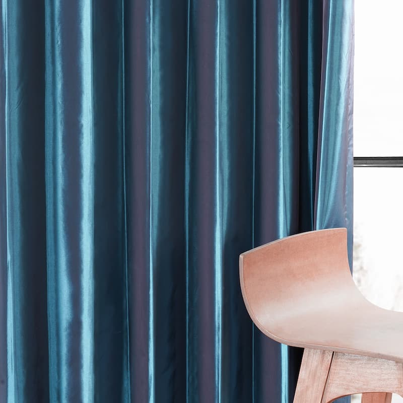 Exclusive Fabric Faux Silk Taffeta Solid Blackout Curtain (1 Panel)