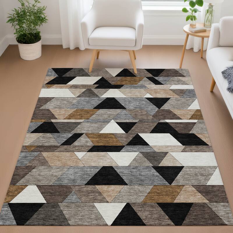 Machine Washable Indoor/ Outdoor Modern DeVaughn Chantille Rug