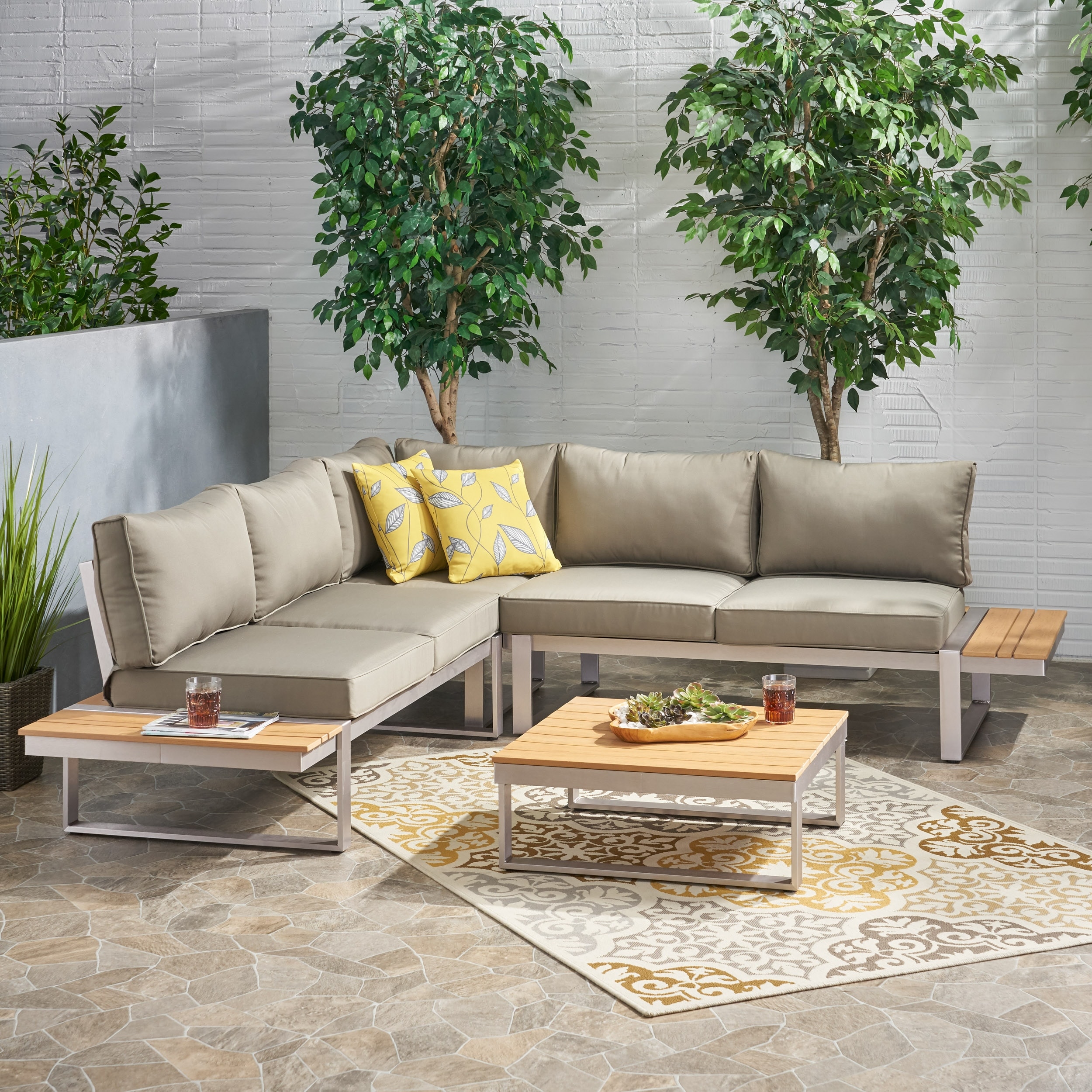Sterling Aluminum 4 piece Sofa Set with Cushions by Christopher