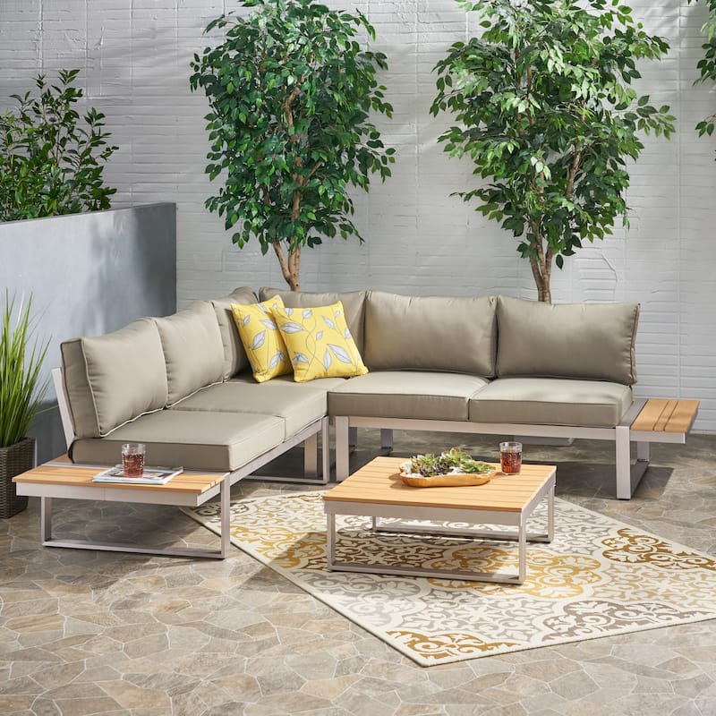 Sterling Aluminum 4-piece Sofa Set with Cushions by Christopher Knight Home