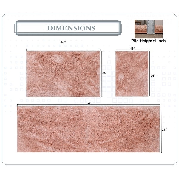 dimension image slide 24 of 28, Luxury Plush Bathroom Rug Set - Quick-Dry, Soft Microfiber, Non-Slip, Absorbent & Washable Bath Mats
