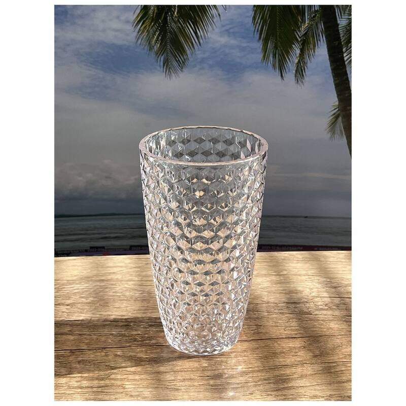Diamond Cut Acrylic Glasses Drinking Set of 4 (19oz)