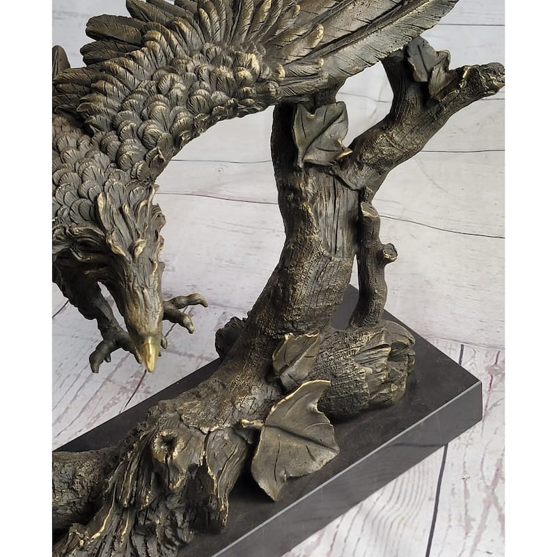 Original Milo Large American Bad Eagle Landing Bronze Sculpture Statue Figurine