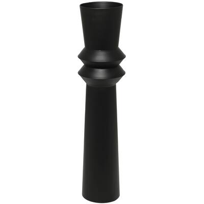 The Novogratz Black Metal Tall Art Deco Fluted Floor Vase