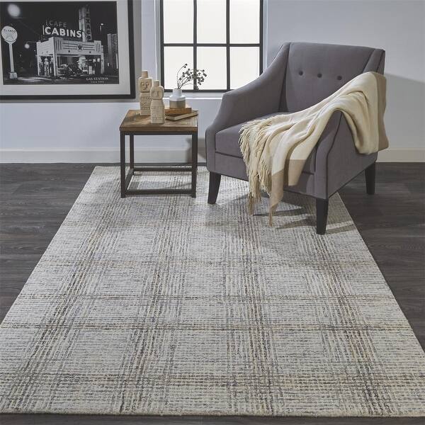 Feizy FZRG12089 Dechlan 2' x 3' Wool Hand Tufted Contemporary Plaid ...