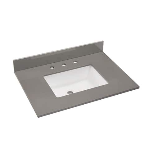 Altair Madrid Bathroom Vanity Countertop in Concrete Grey with White Sink