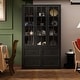 preview thumbnail 54 of 98, Modular Glass Doors Display Cabinet Combo Bookcase Home Office Pantry 47.2"W - Black