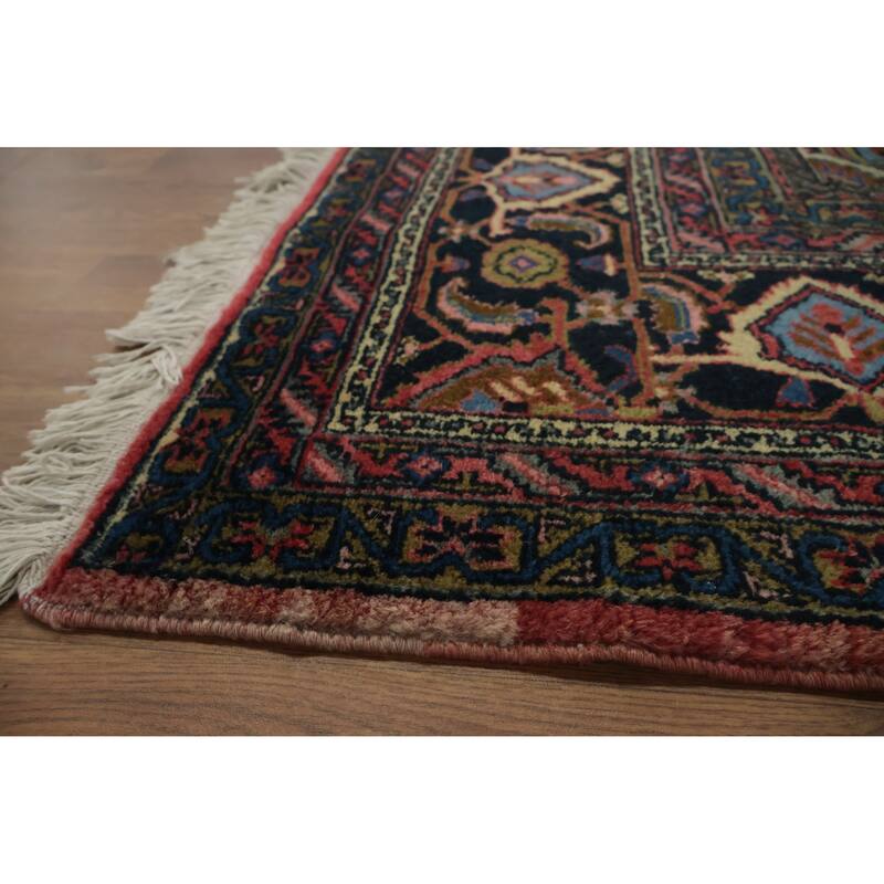 Hand Knotted Oriental 100% Wool Carpet Traditional Medallion Pink Heriz Area Rug - 12' 8'' X 9' 1''