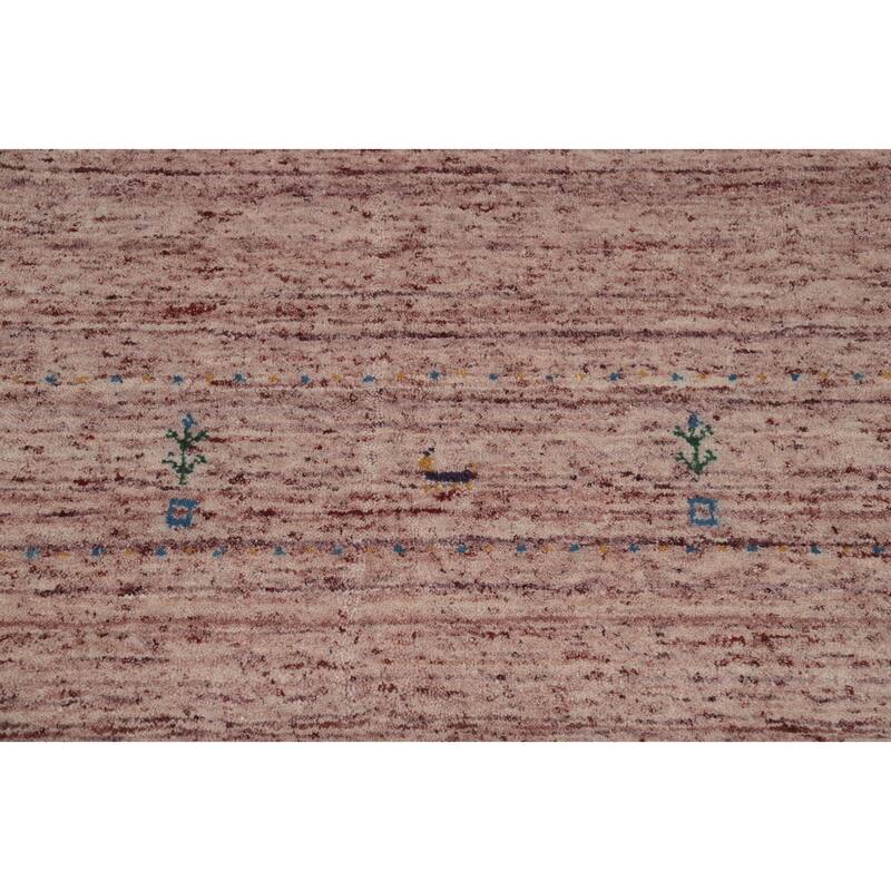 Hand Knotted Oriental 100% Wool Carpet Tribal Animal Pictorial Pink Gabbeh Area Rug - 10' 8'' X 7' 9''