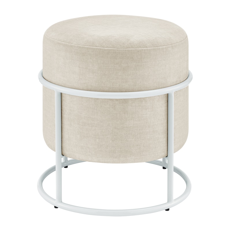 NPD Furniture Ophelia Velvet Round Ottoman with Metal Frame