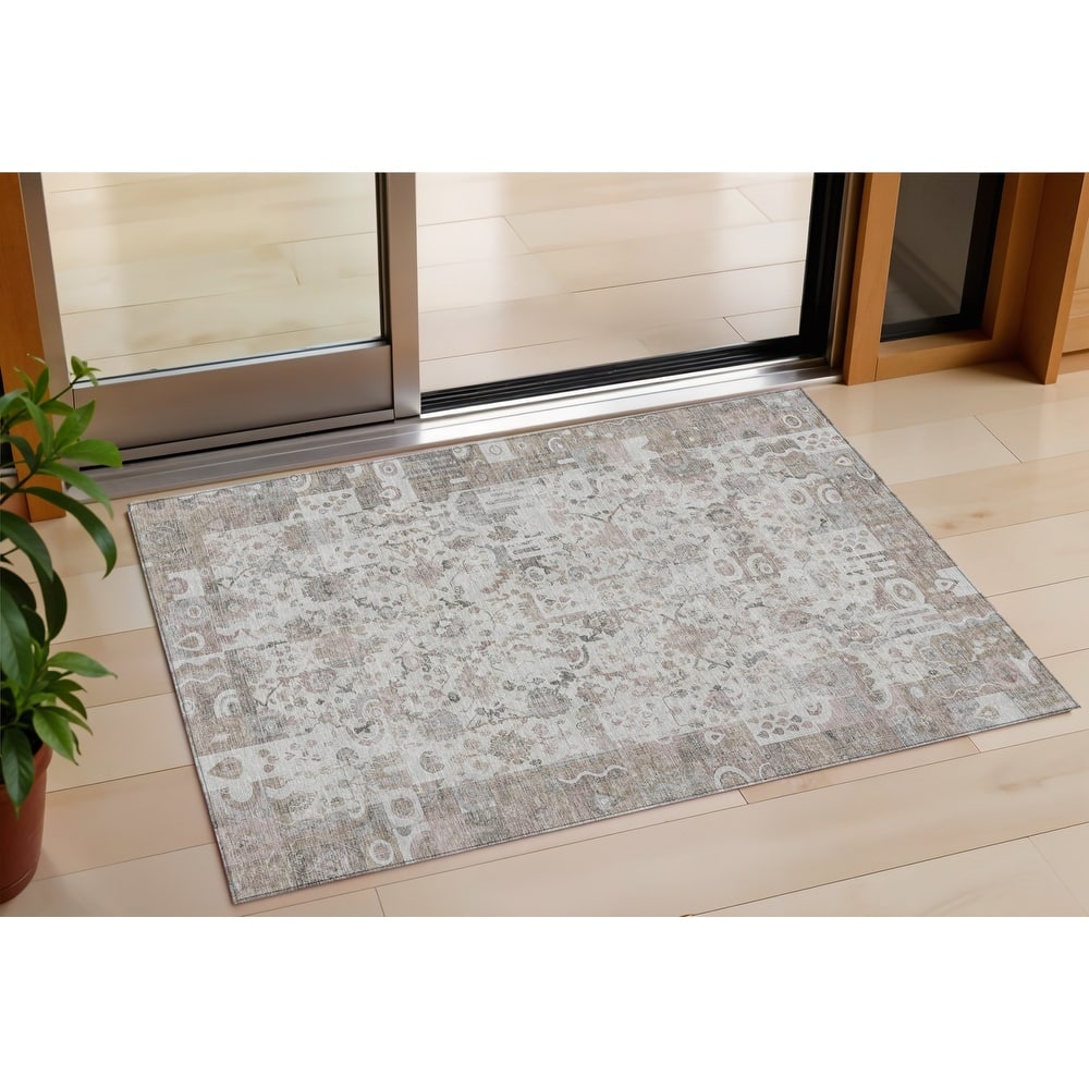 HomeRoots Patchwork Traditional Rectangle Outdoor Rug