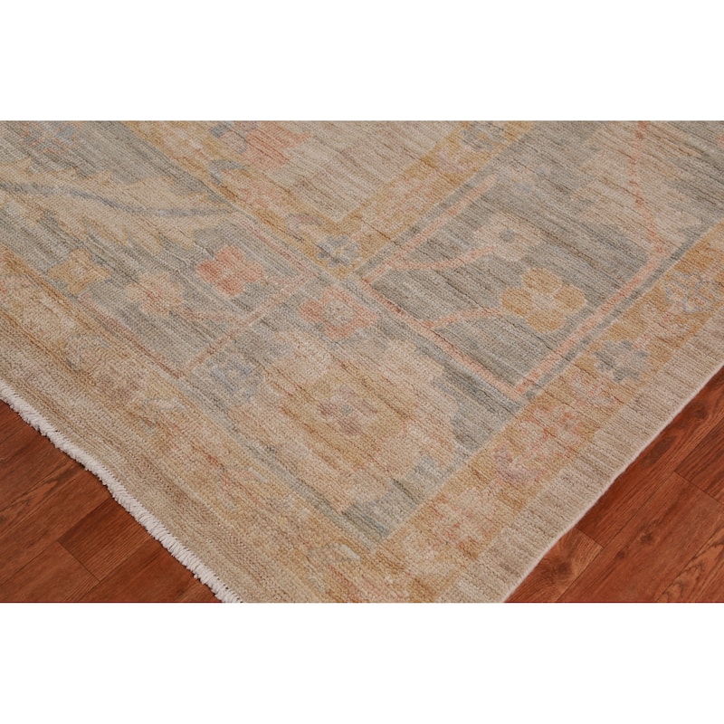 Hand Knotted Oriental 100% Wool Carpet Transitional All-Over Beige & Ivories Oushak Area Rug - 11' 10'' X 9' 0''