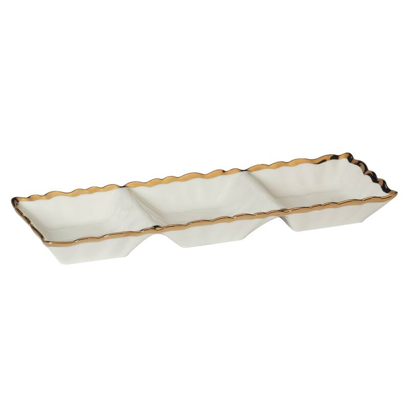 Certified International Regency Gold 3 Section Tray 15" X 5.5" - 15" x 5.5" x 1.75"