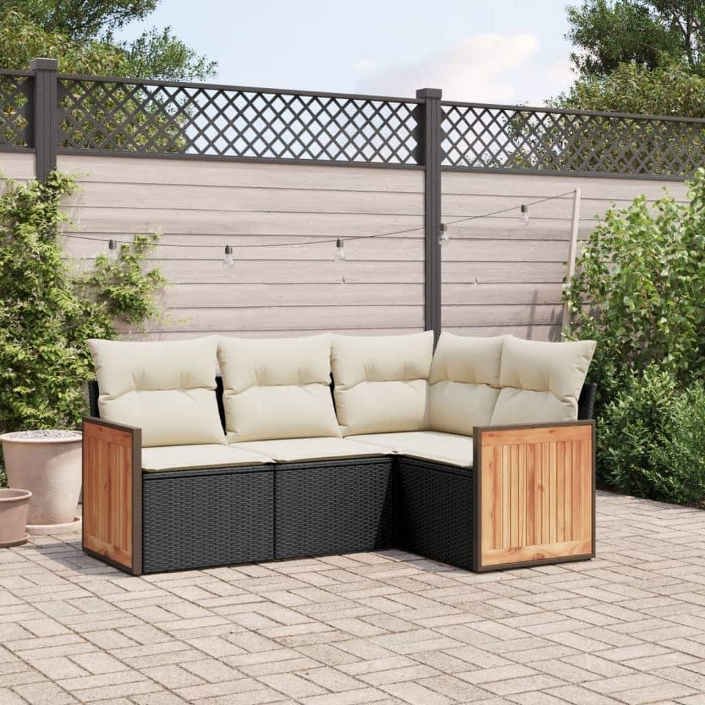 vidaXL Patio Sofa Set with Cushions Outdoor Conversation Furniture Poly Rattan