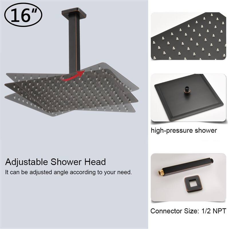 1-Spray Patterns with 2.5 GPM 16 in. Ceiling Mount Dual Shower Heads