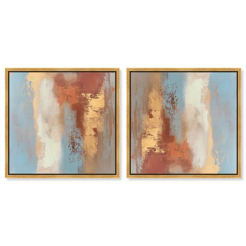 Azure and Gold Canvas by Art Remedy - 16" x 16" - Gold