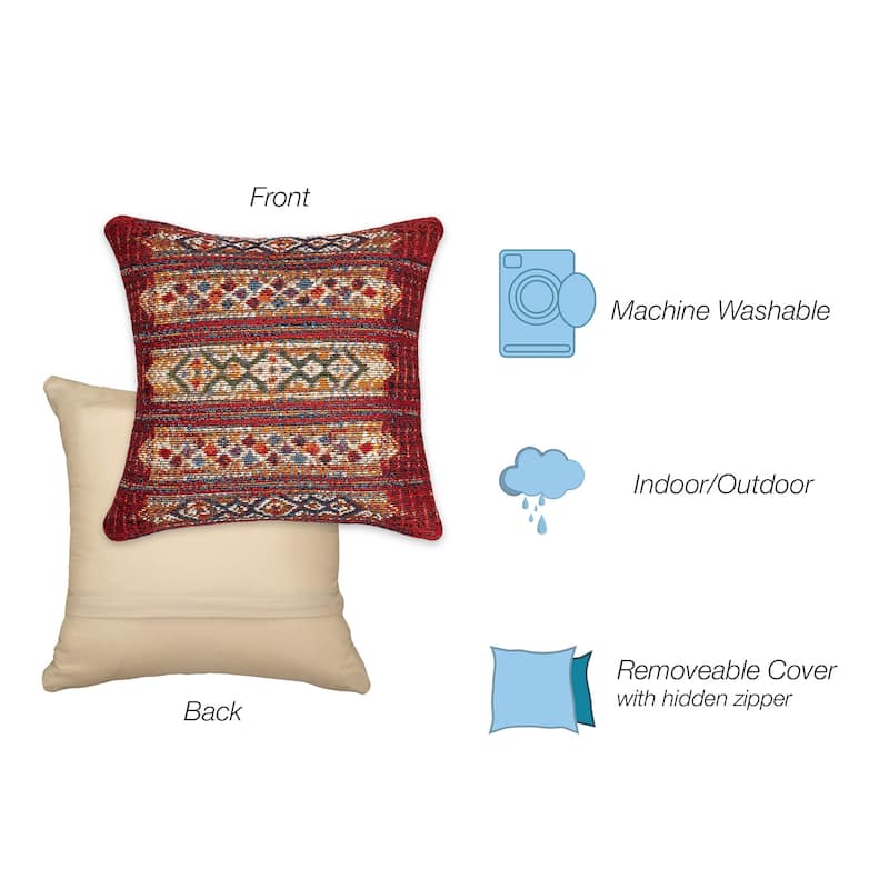 Liora Manne Marina Tribal Stripe Indoor/Outdoor Pillow Red