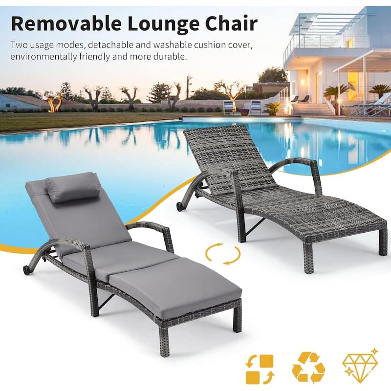 EROMMY Outdoor Patio Lounge Chair, Adjustable Recliner Outdoor Lounge Chairs, Multiple Colors Available