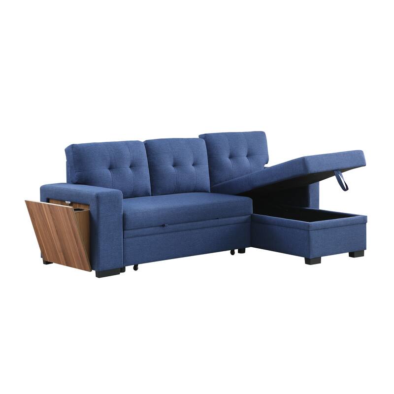 Blue Linen 3-Piece Upholstered Sectional Sofa