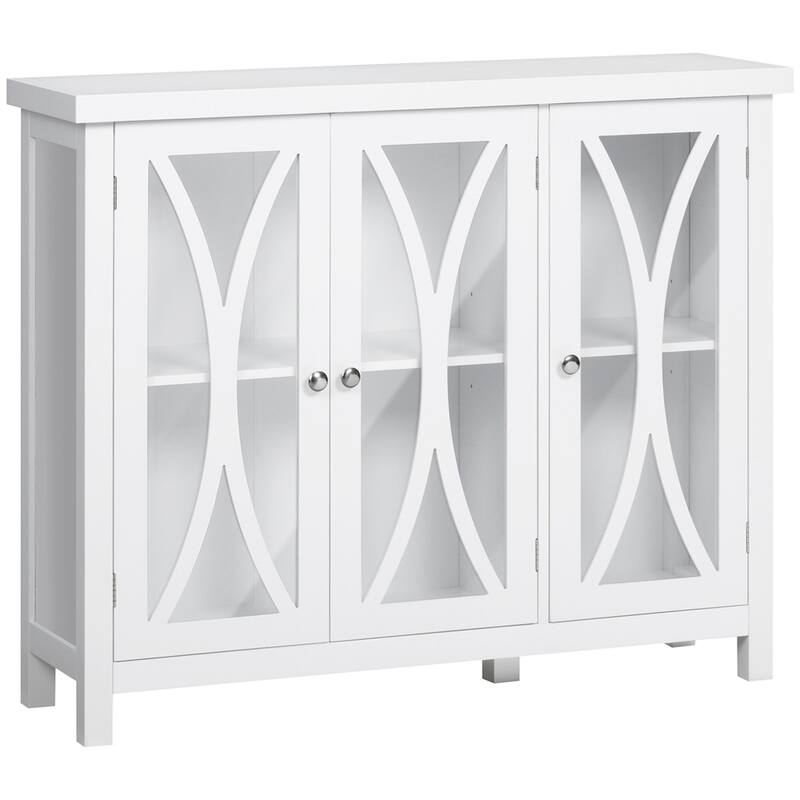 Buffet Cabinet with 3 Tempered Glass Door and Adjustable Shelf