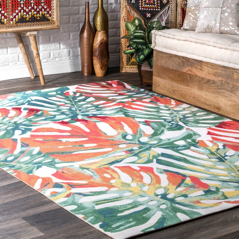 ABLINK Non-Slip Area Rugs Home Decor Vintage Tropic Hawaiian Exotic Hibiscus Flowers Durable Floor Mat Living Room Bedroom Carpets Doormats 63 x 48 inches 