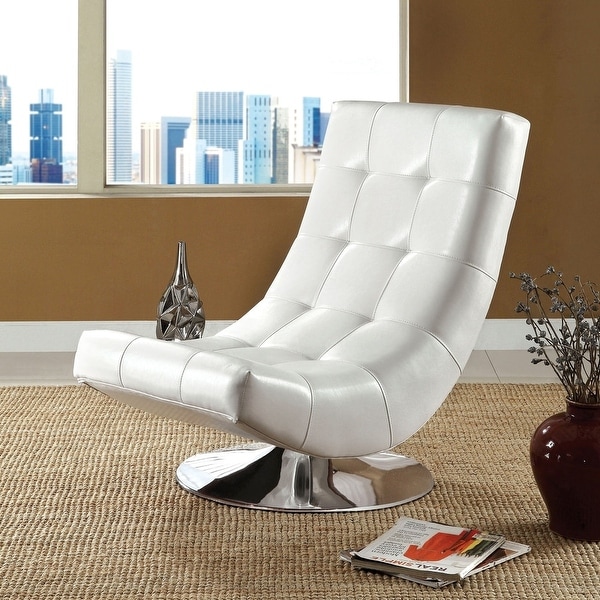 Furniture of America Poss Modern Faux Leather Swivel Chair. Opens flyout.