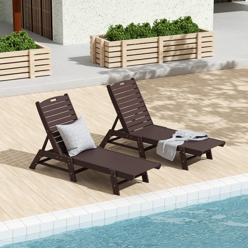 Laguna Hdpe All Weather Outdoor Patio Pool Reclining Armless Chaise Lounge (Set Of 2)