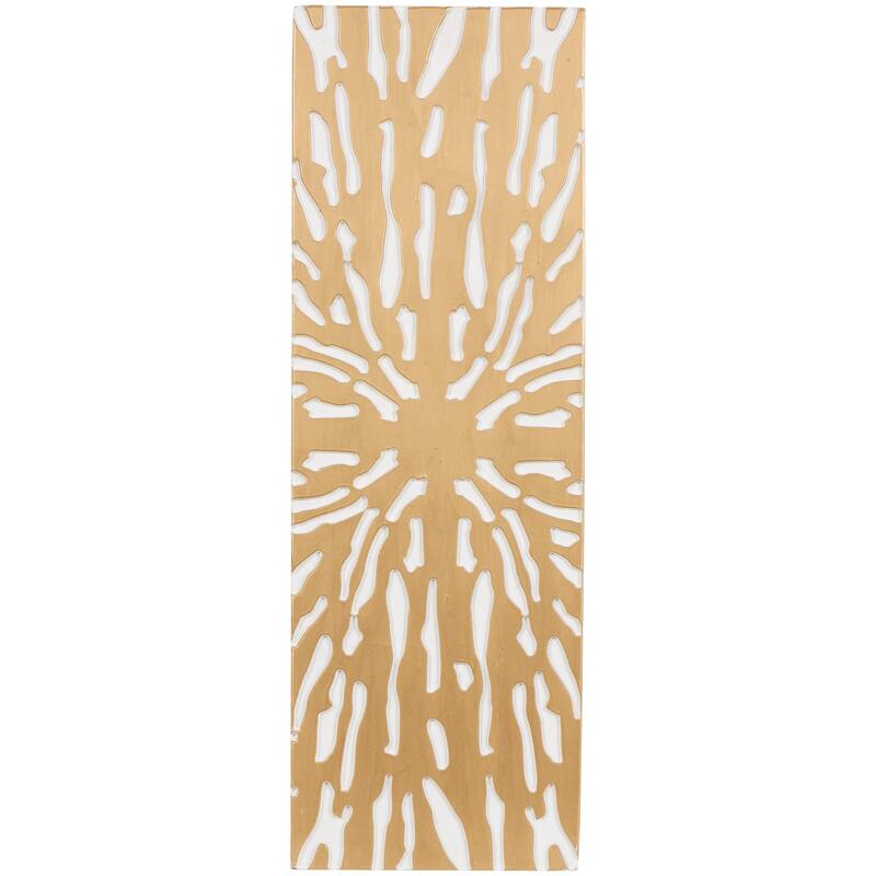 Gold Wooden Abstract Carved Starburst Wall Decor with White Backing