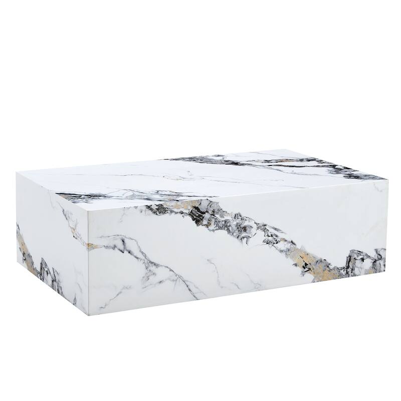 Marble Pattern Coffee Table Dining Table with Layer Waterproof, Accent Table End Table with Easy Assembly