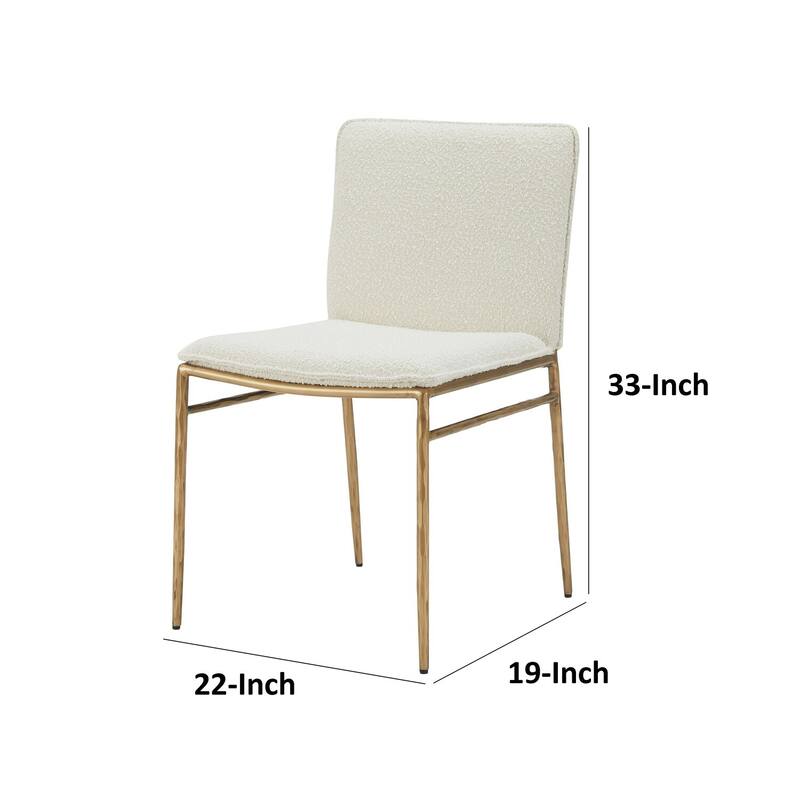Brass Gold/Off White Polyester Upholstered Metal Frame Dining Chair, Sturdy Dining Chair for Dining Rooms - 20.5
