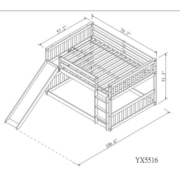 dimension image slide 0 of 2, Full over Full Bunk Bed with Slide and Ladder For Bedroom