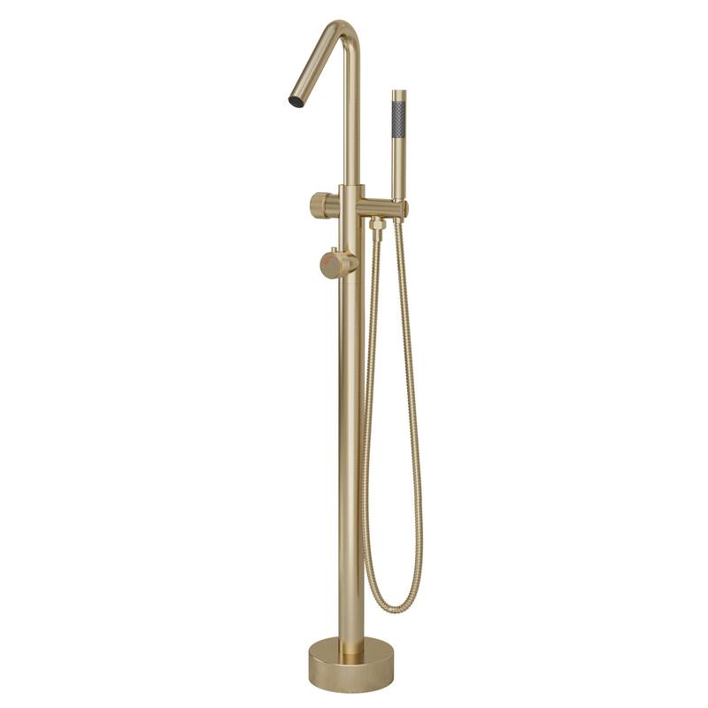 Modland 46''H Outdoor Shower System 316 Stainless Steel Thermostatic Freestanding Poolside Faucet with Swivel Spout - 46'' H