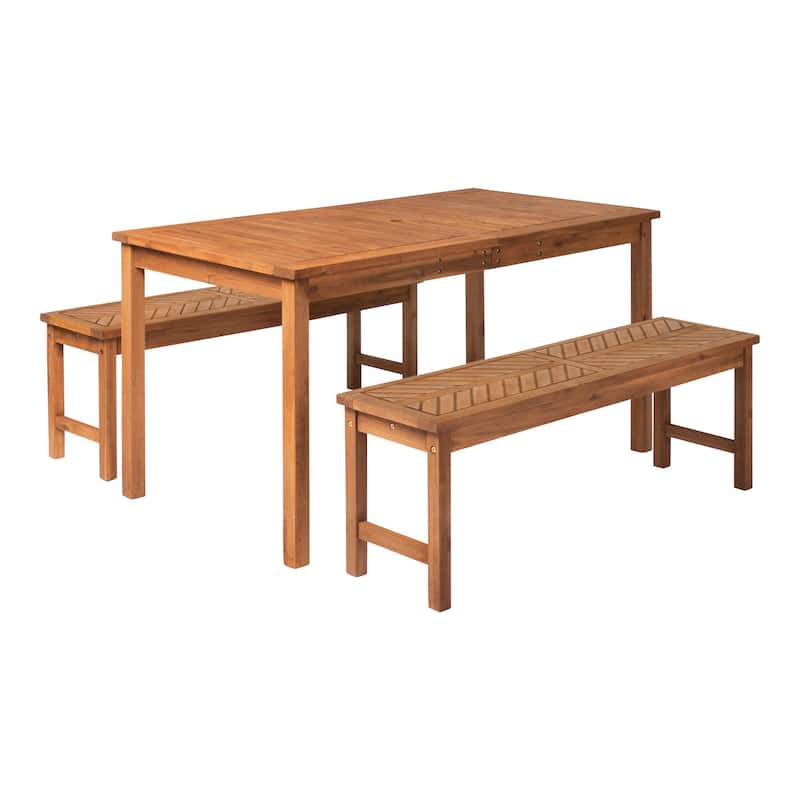 Walker Edison Elephant Point 3-Piece Acacia Outdoor Dining Set