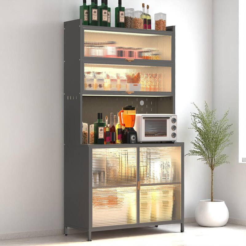 6-Tier Steel Pantry Storage Cabinet with Flip Doors, Adjustable Shelves and Anti-Tip Kit, 73" Tall Organizer