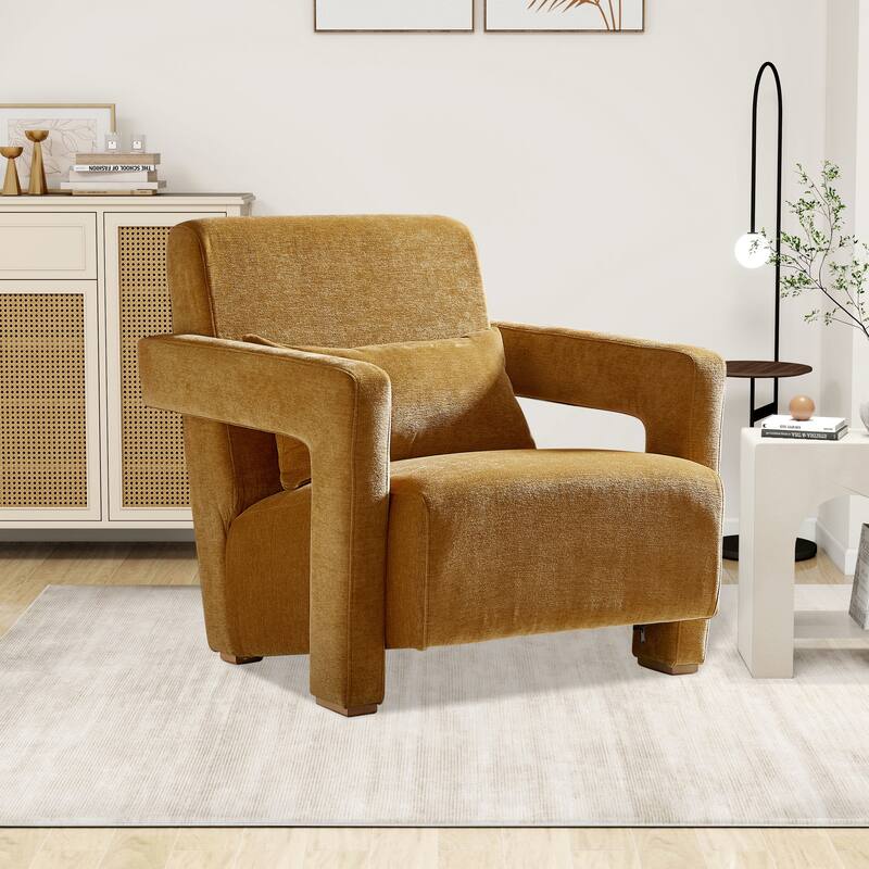 Upholstered Accent Chair With Pillows And Sturdy Wooden Legs, Armchair For Living Room Office,Bedroom