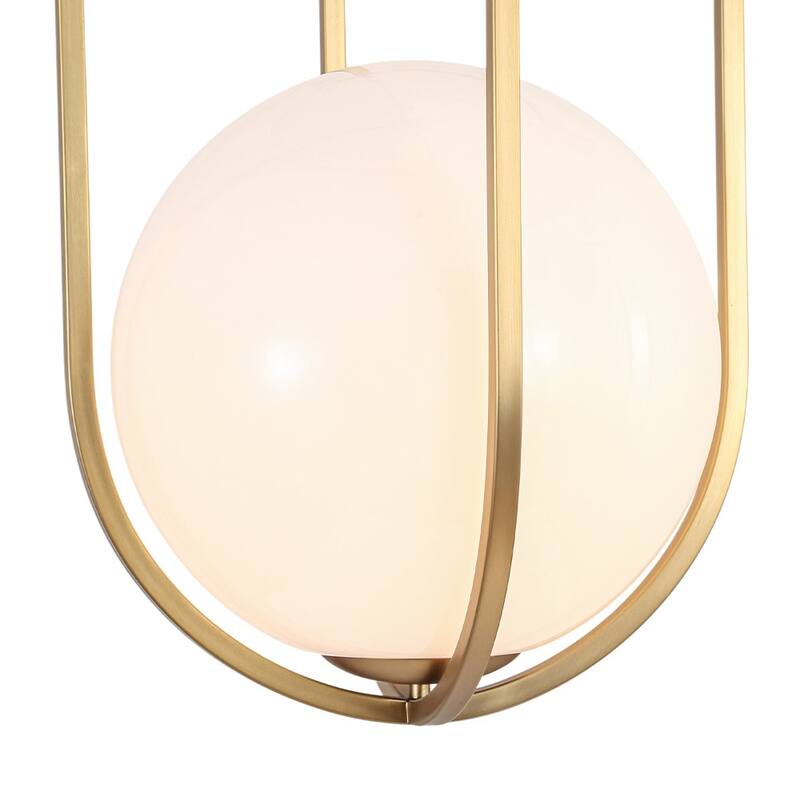 Mid-century 1-Light Glossy Glass Caged Semi-flush Mount - 17.7 in