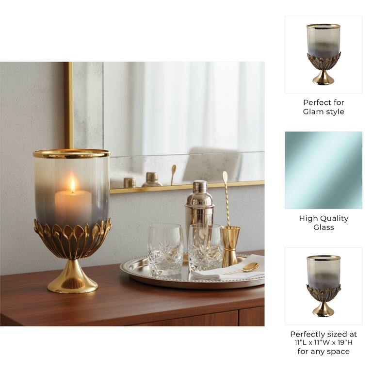 Glass Candle Holder Pedestal Hurricane Contemporary Tabletop Accent