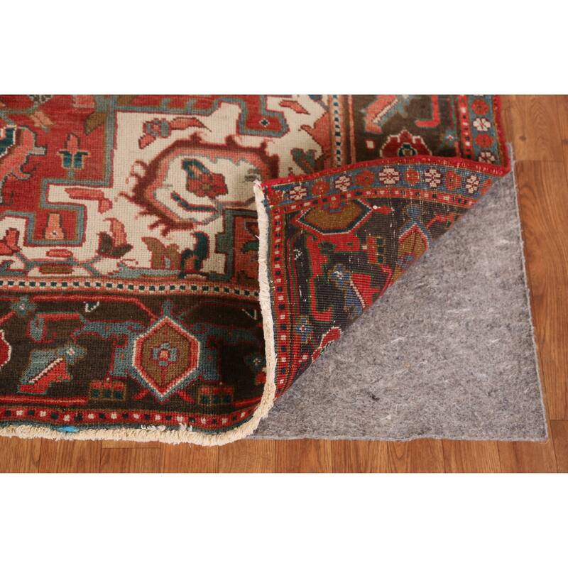 Hand Knotted Oriental 100% Wool Carpet Traditional Floral Red Heriz Area Rug - 9' 7'' X 7' 2''