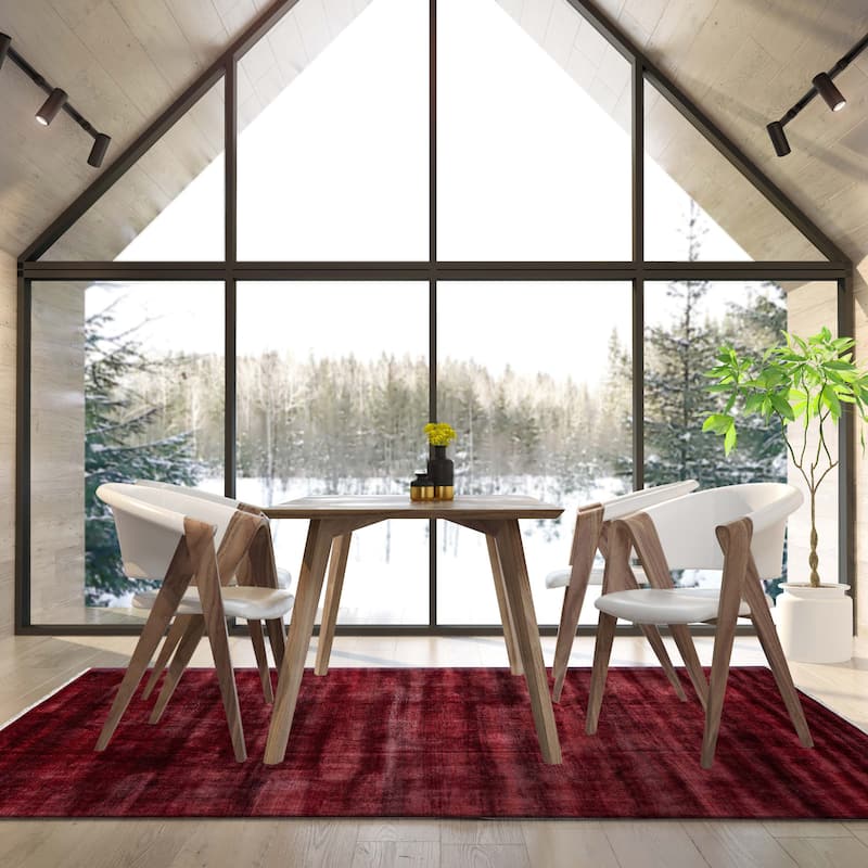 ECARPETGALLERY Hand-knotted Finest Silk Shadow Dark Red Wool Rug - 10'0 x 14'3