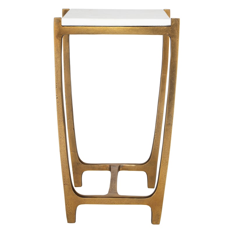 Uttermost Affinity White Marble Accent Table - 22"H x 12.5"W x 11"D
