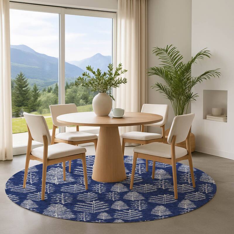 Premium Washable Super Soft Pinecone Mayfield Rug - Navy - 8' x 8'