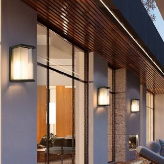 Maxax  Black 12.6'' H Outdoor Flush Mount with Dusk to Dawn (Set of 2)