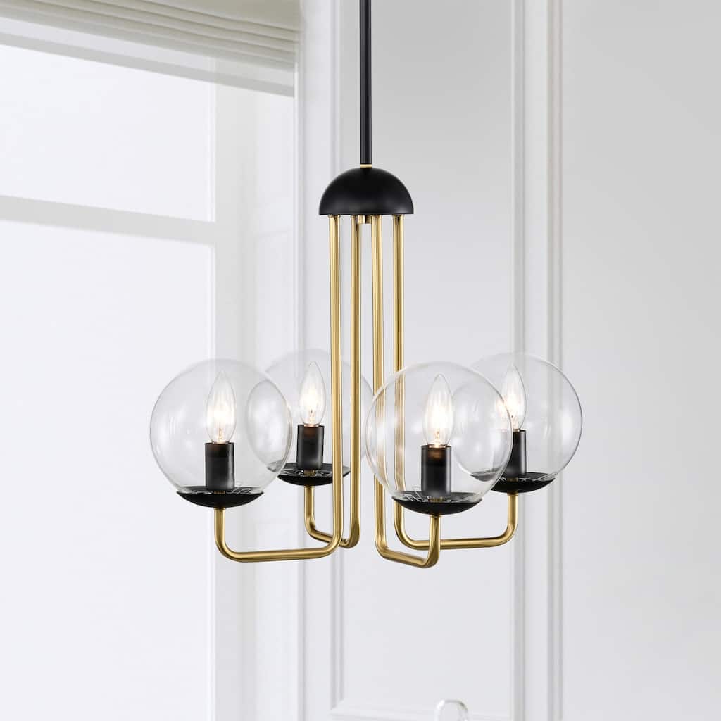 Leila 19 Inch Clear Globe Shade Modern Linear Chandelier 4 Light