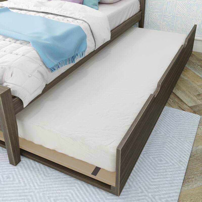 Max and Lily Twin-Size Bed with Panel Headboard and Trundle