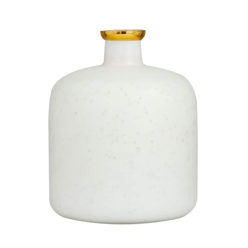 White or Blue Glass Vase with Gold Rim