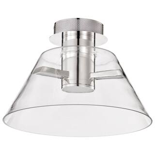 Edmond - 14 Inch LED Semi Flush - Polished Nickel with Clear Glass - Polished Nickel