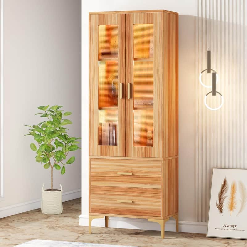Freestanding Storage Cabinet for Living Room - Walnut